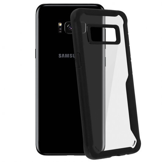 Avizar Funda Trasera Rígida Transparente / Bordes de Silicona Negros para Samsung Galaxy S8 Plus