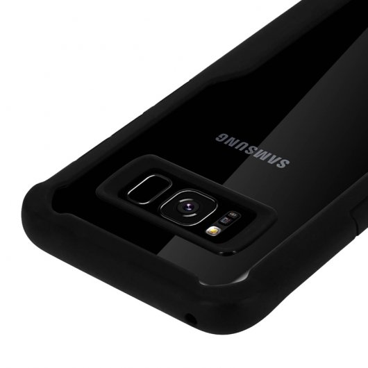 Avizar Funda Trasera Rígida Transparente / Bordes de Silicona Negros para Samsung Galaxy S8 Plus