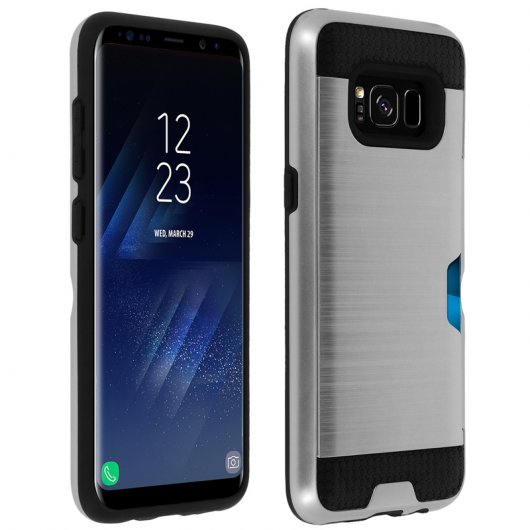 Avizar Defender Funda Rígida Antigolpes Plata con Efecto Metal Cepillado para Samsung Galaxy S8