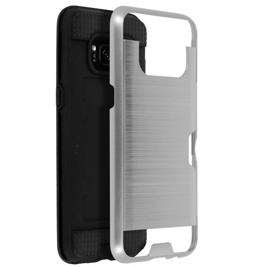 Avizar Defender Funda Rígida Antigolpes Plata con Efecto Metal Cepillado para Samsung Galaxy S8