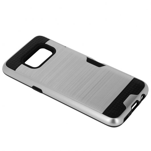 Avizar Defender Funda Rígida Antigolpes Plata con Efecto Metal Cepillado para Samsung Galaxy S8