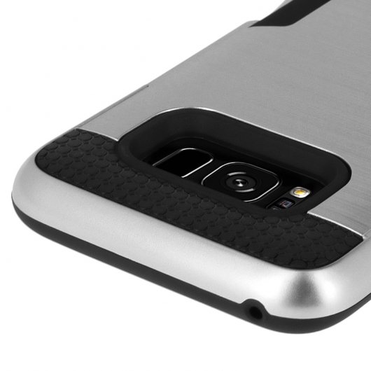 Avizar Defender Funda Rígida Antigolpes Plata con Efecto Metal Cepillado para Samsung Galaxy S8