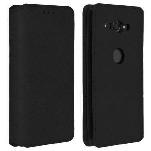 Avizar Funda Libro Billetera Negra para Sony Xperia XZ2