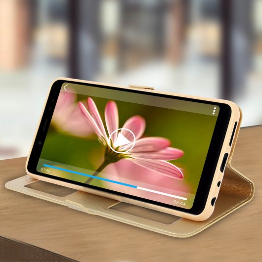 Avizar Funda Libro con Doble Ventana Dorada para Xiaomi Redmi Note 5