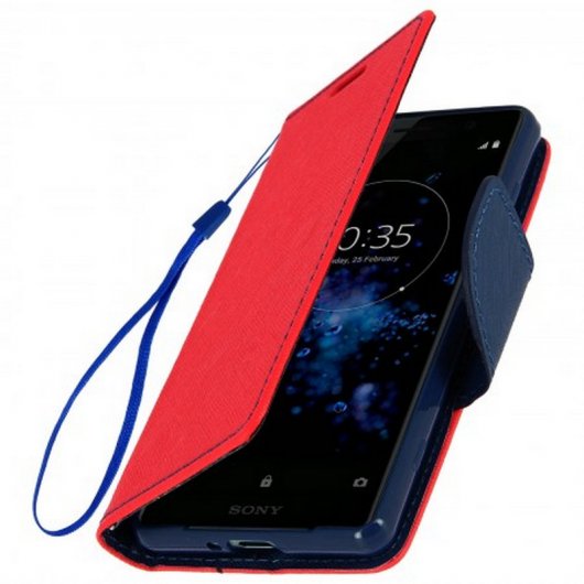 Avizar Fancy Style Funda Libro Roja/Azul para Sony Xperia XZ2