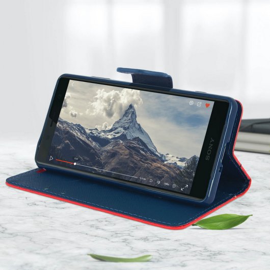 Avizar Fancy Style Funda Libro Roja/Azul para Sony Xperia XZ2