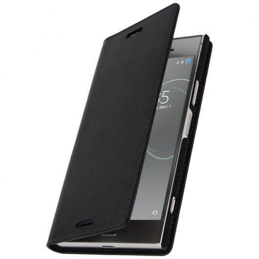 Avizar Capa de Couro Preta para Sony Xperia XZ1