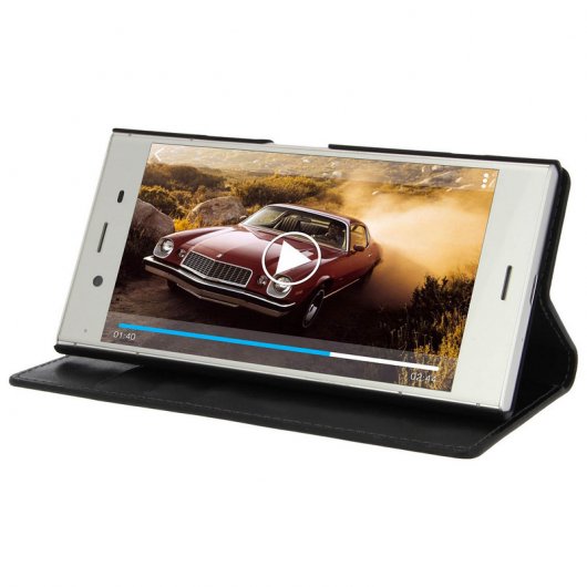 Avizar Capa de Couro Preta para Sony Xperia XZ1