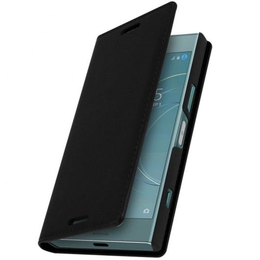 Avizar Schwarze Lederhülle für Sony Xperia XZ1 Compact