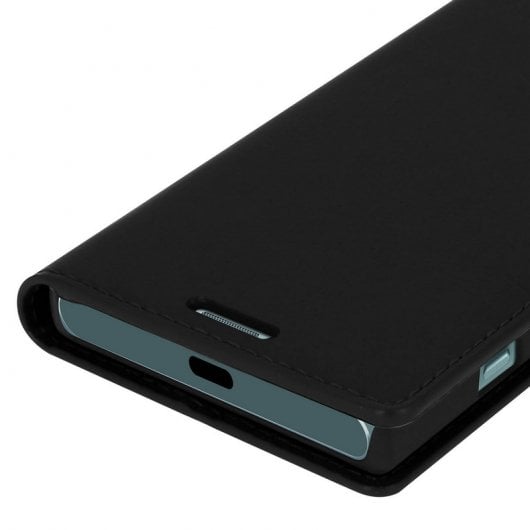 Avizar Schwarze Lederhülle für Sony Xperia XZ1 Compact