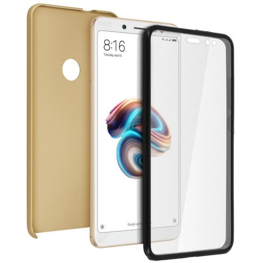 Avizar Funda Doble de Silicona Dorada para Xiaomi Redmi Note 5