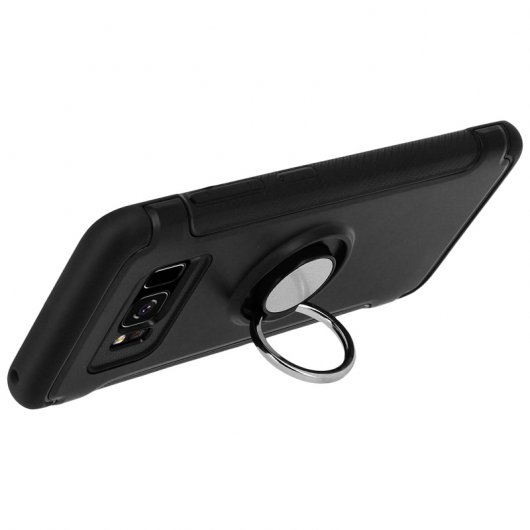 Avizar Capa Acabamento Carbono Preta com Anel de Metal para Samsung Galaxy S8