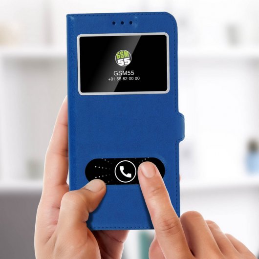 Avizar Funda Tipo Folio con Doble Ventana  Azul para Xiaomi Redmi Note 5