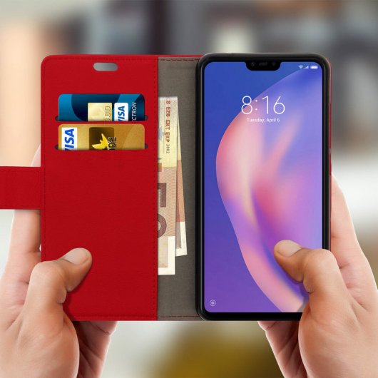 Avizar Funda Billetera Roja para Xiaomi Mi 8 Lite