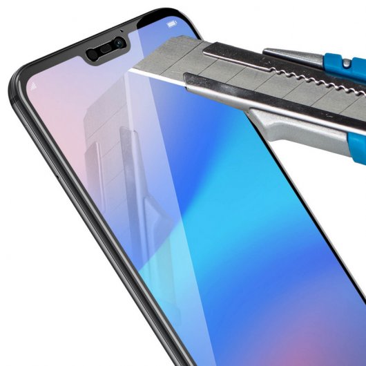 Avizar Protector Cristal Templado con Bordes Negros para Huawei P20 Lite