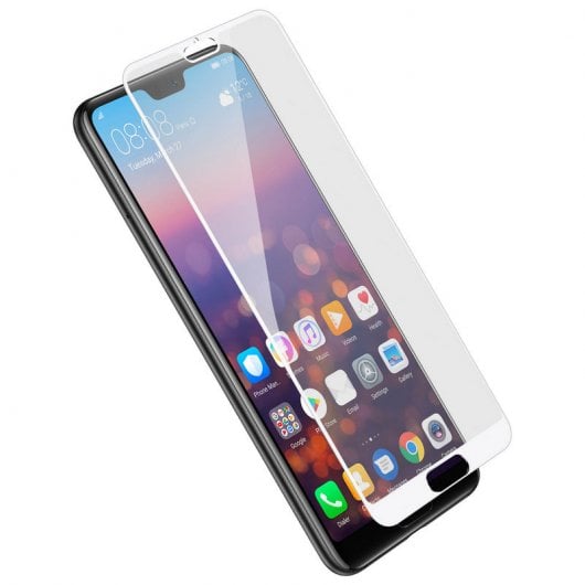 Avizar Cristal Templado con Borde Blanco para Huawei P20 Pro