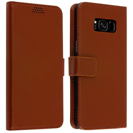 Avizar Funda Tipo Libro Billetera Marrón para Samsung Galaxy S8 Plus