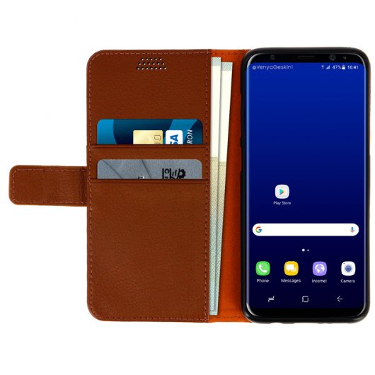Avizar Funda Tipo Libro Billetera Marrón para Samsung Galaxy S8 Plus
