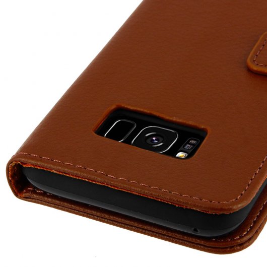 Avizar Funda Tipo Libro Billetera Marrón para Samsung Galaxy S8 Plus