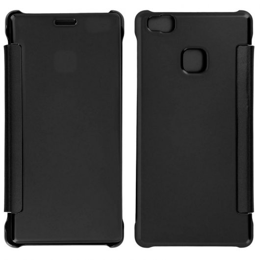 Avizar Funda Libro Translúcida Efecto Espejo Negra para Huawei P9 Lite