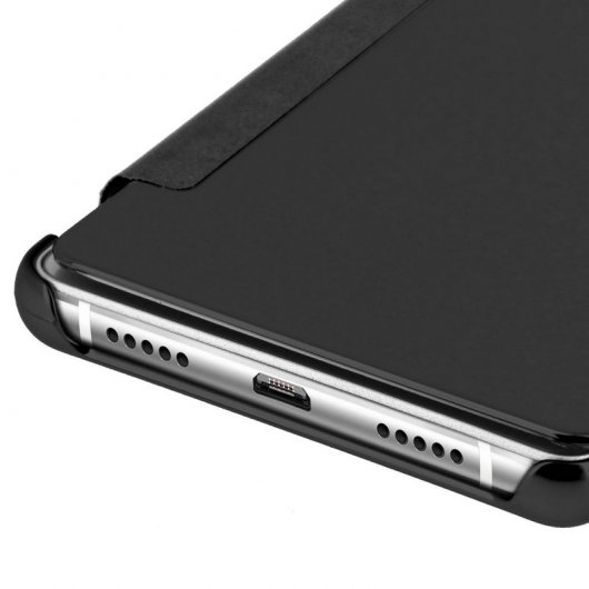 Avizar Funda Libro Translúcida Efecto Espejo Negra para Huawei P9 Lite