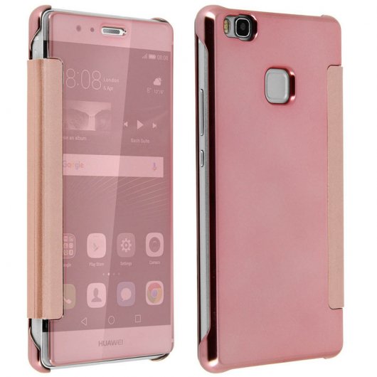 Avizar Funda Libro Translúcida Efecto Espejo Rosa para Huawei P9 Lite