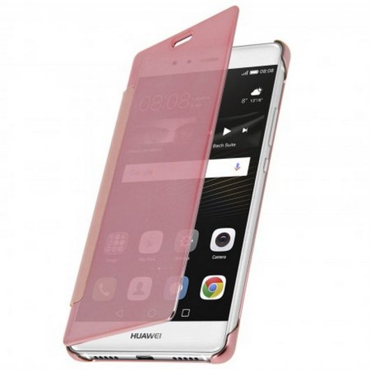 Avizar Funda Libro Translúcida Efecto Espejo Rosa para Huawei P9 Lite