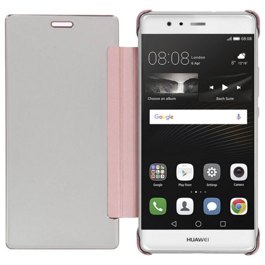 Avizar Funda Libro Translúcida Efecto Espejo Rosa para Huawei P9 Lite