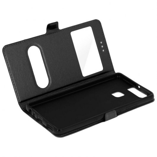 Avizar Funda Libro Doble Ventana Negra para Huawei P9 Lite