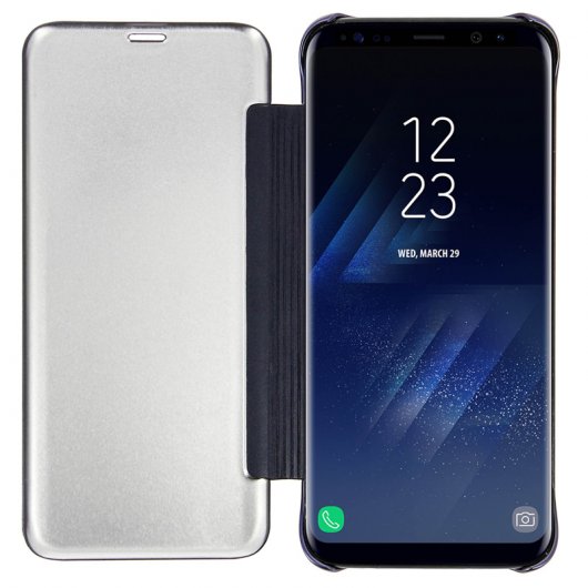 Avizar Funda Libro Translúcida Efecto Espejo Azul para Samsung Galaxy S8 Plus