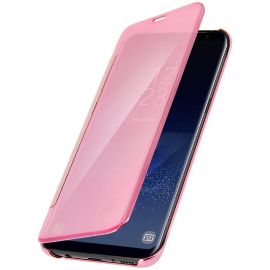 Avizar Funda Libro Translúcida Efecto Espejo Rosa para Samsung Galaxy S8 Plus