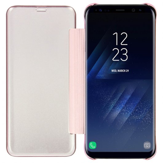 Avizar Funda Libro Translúcida Efecto Espejo Rosa para Samsung Galaxy S8 Plus