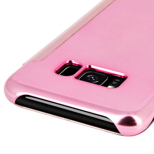 Avizar Funda Libro Translúcida Efecto Espejo Rosa para Samsung Galaxy S8 Plus