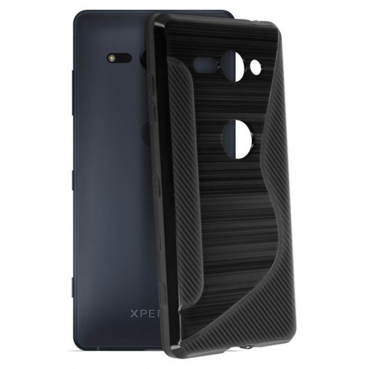 Avizar S-Line Funda de Silicona Flexible Negra para Sony Xperia XZ2 Compact