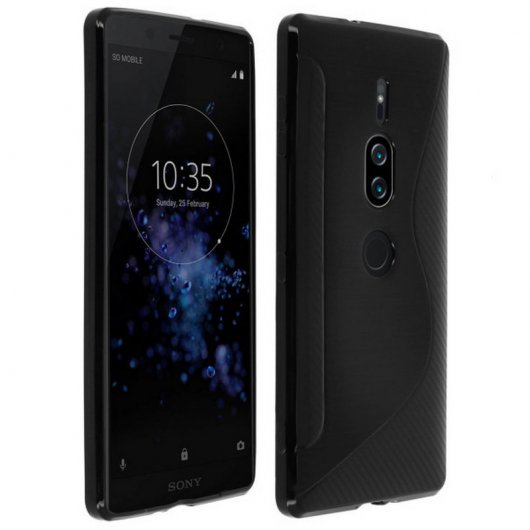 Avizar S-Line Funda de Silicona Flexible Negra para Sony Xperia XZ2 Premium