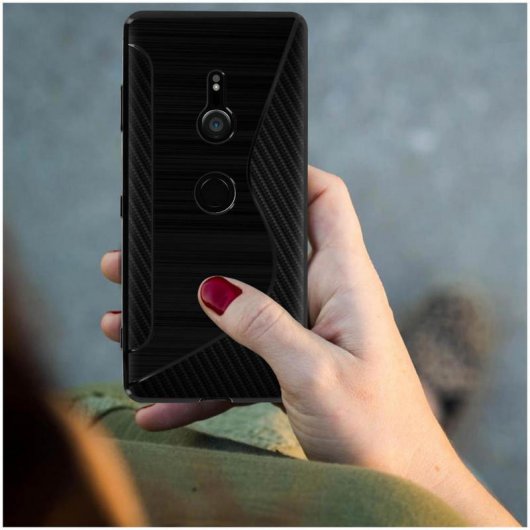 Avizar S-Line Funda de Silicona Flexible Negra para Sony Xperia XZ3
