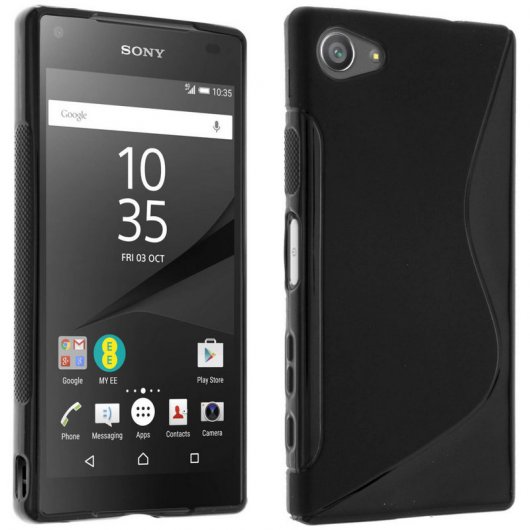 Avizar S-Line Funda de Silicona Flexible Negra para Sony Xperia Z5 Compact
