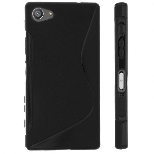 Avizar S-Line Funda de Silicona Flexible Negra para Sony Xperia Z5 Compact