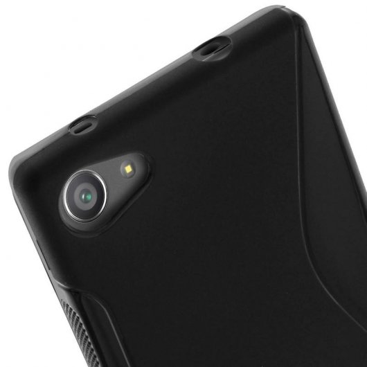 Avizar S-Line Funda de Silicona Flexible Negra para Sony Xperia Z5 Compact