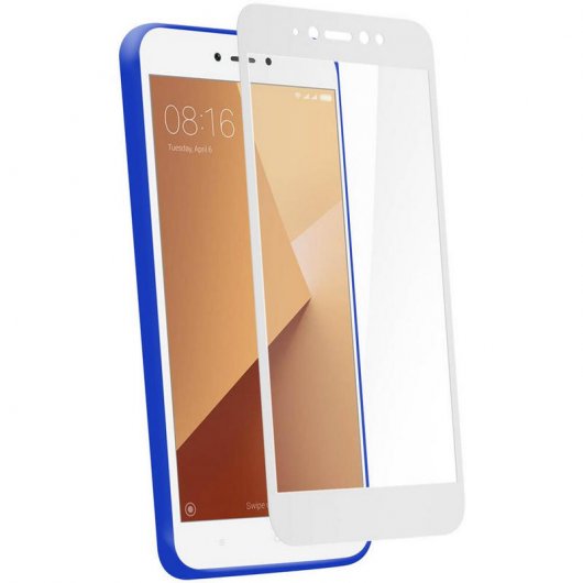 Avizar Protector Cristal Templado con Bordes Blancos para Xiaomi Redmi Note 5A