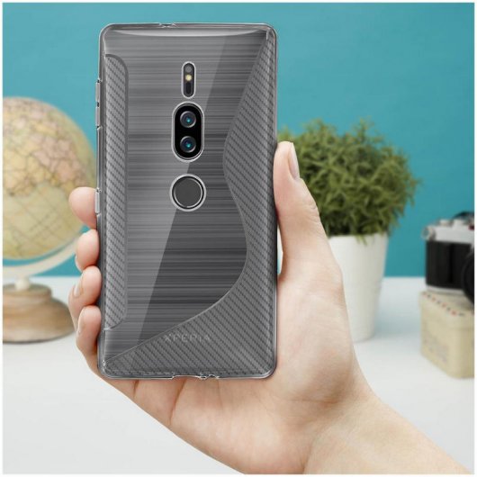Avizar S-Line Funda de Silicona Flexible Blanca para Sony Xperia XZ2 Premium