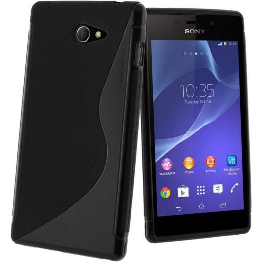 Avizar S-Line Funda de Silicona Flexible Negra para Sony Xperia M2/M2 Dual/M2 Aqua