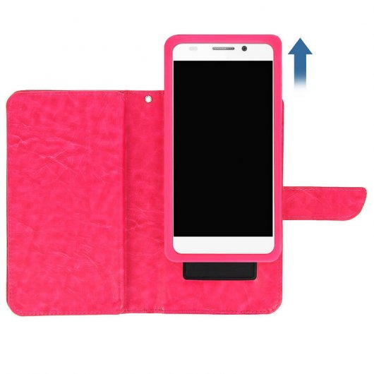 Avizar Funda Billetera Fucsia para Smartphones 5.5" a 6"