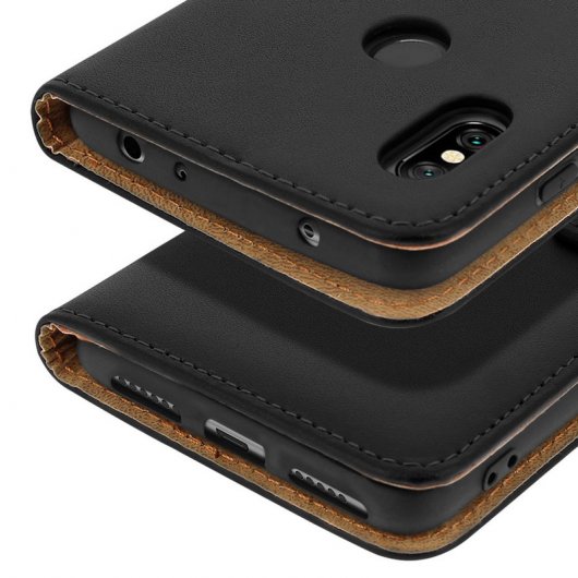 Avizar Capa Tipo Livro de Couro Preto para Xiaomi Redmi Note 6 Pro