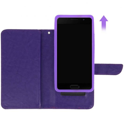 Avizar Funda Billetera Violeta para Smartphones 5.3" a 5.5"