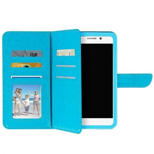 Avizar Funda Billetera Turquesa para Smartphones 5.3" a 5.5"