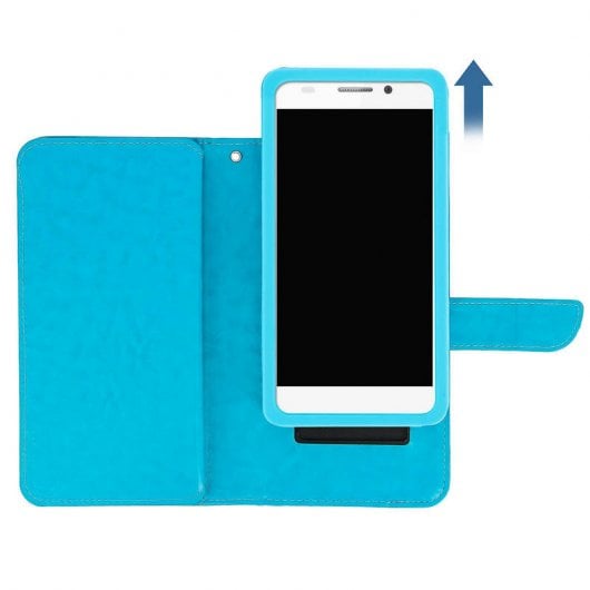 Avizar Funda Billetera Turquesa para Smartphones 5.3" a 5.5"