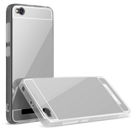 Avizar Funda de Silicona Flexible Efecto Espejo Plateada para Xiaomi Redmi 4A