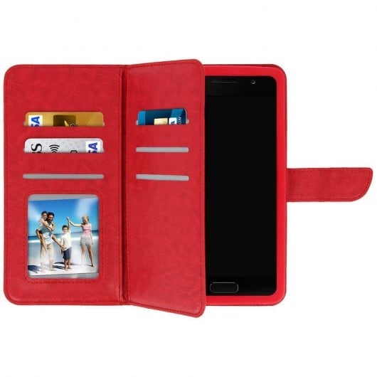 Avizar Funda Billetera Roja para Smartphones 5" a 5.3"