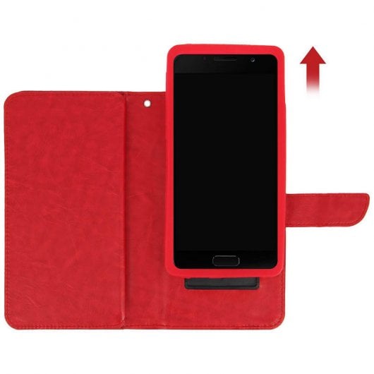 Avizar Funda Billetera Roja para Smartphones 5" a 5.3"
